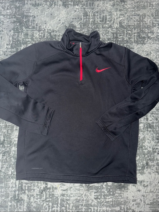 Nike Other - Nike Black Thermal Fit Quarter Zip Pullover with Red Swoosh